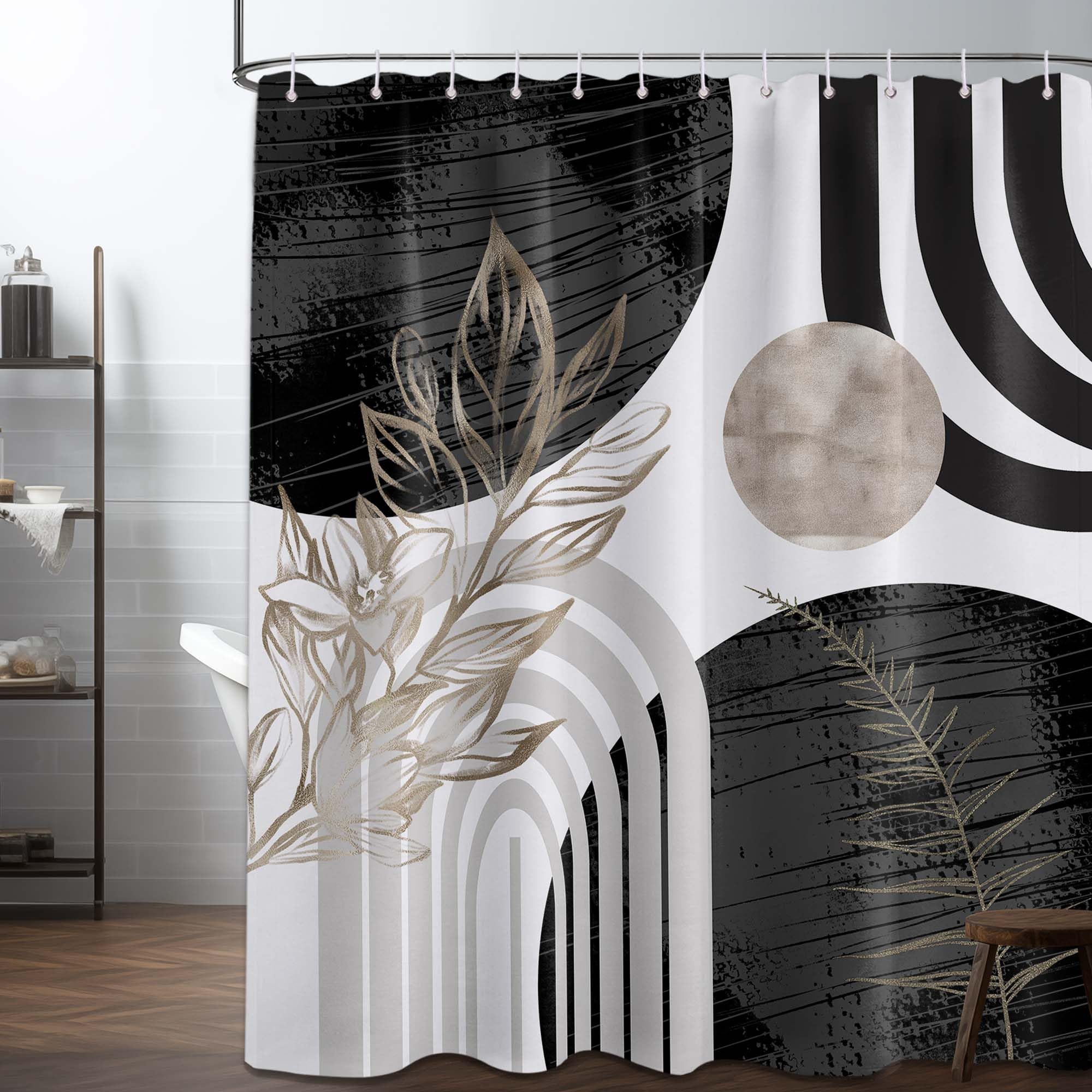 Amazon.com: QGHOT Boho Mid Century Modern Shower Curtain Black and ...