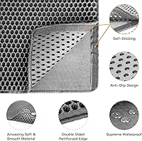 Vista 8 de Tapete para atrapar arena de gatos, extra grande, diseño de panal de abeja con doble capa, material a prueba de orina y agua, control de dispersión