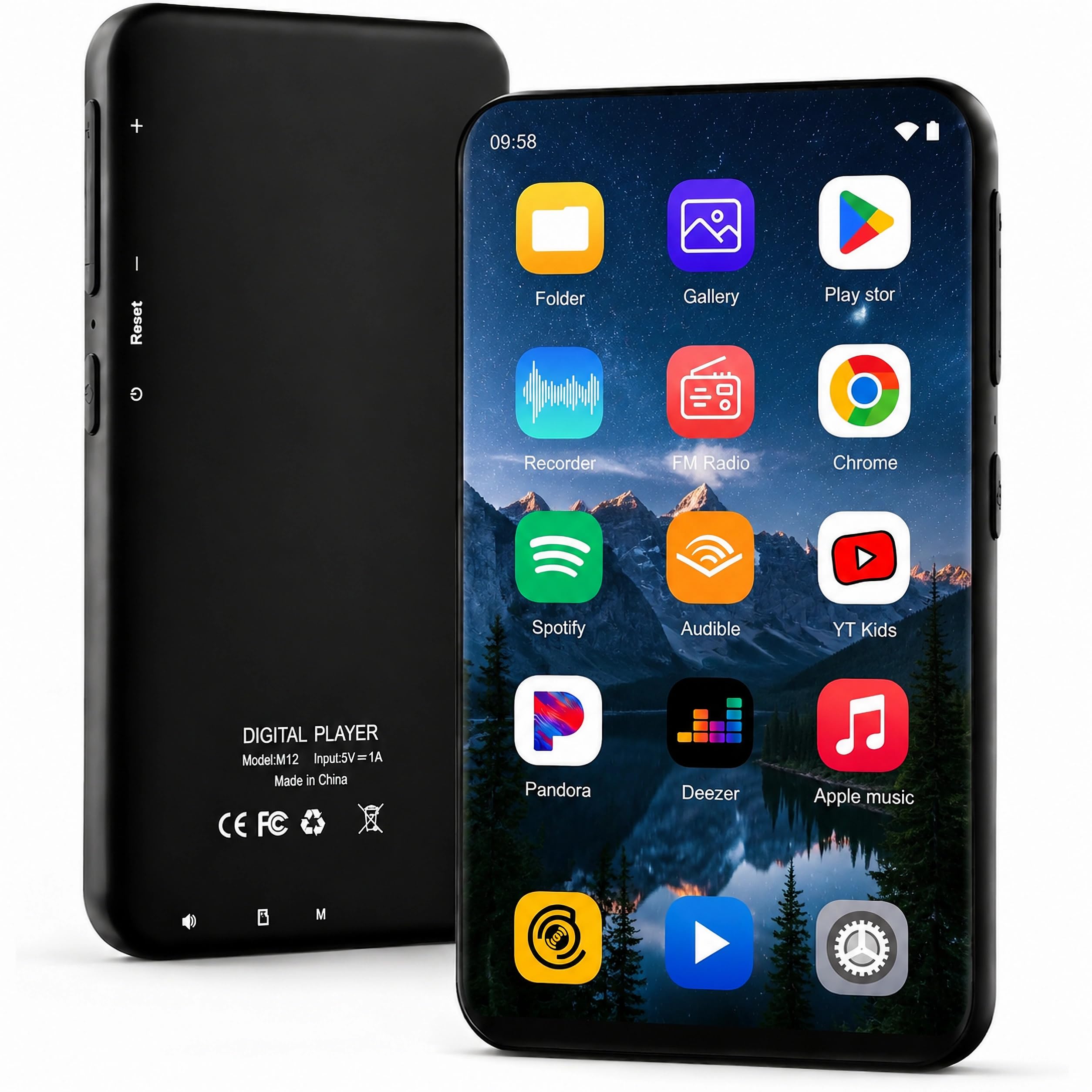 MP3 Player with Bluetooth and WiFi, 32GB 4" Full Touch Screen Music Player with Spotify, Audible, Pandora, Libby, Spotify Kids,MP3&amp;MP4 Player with HiFi Sound