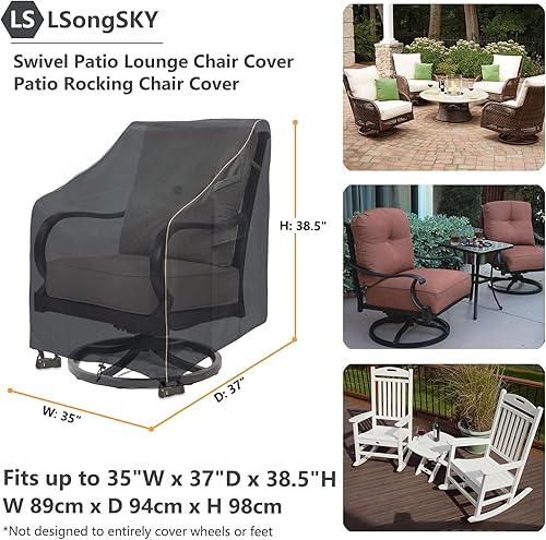 Miniatura 122 de Funda para mesa auxiliar para exteriores, impermeable, rectangular, para patio, pequeña, 36 x 24 x 16 pulgadas, fundas rectangulares impermeables