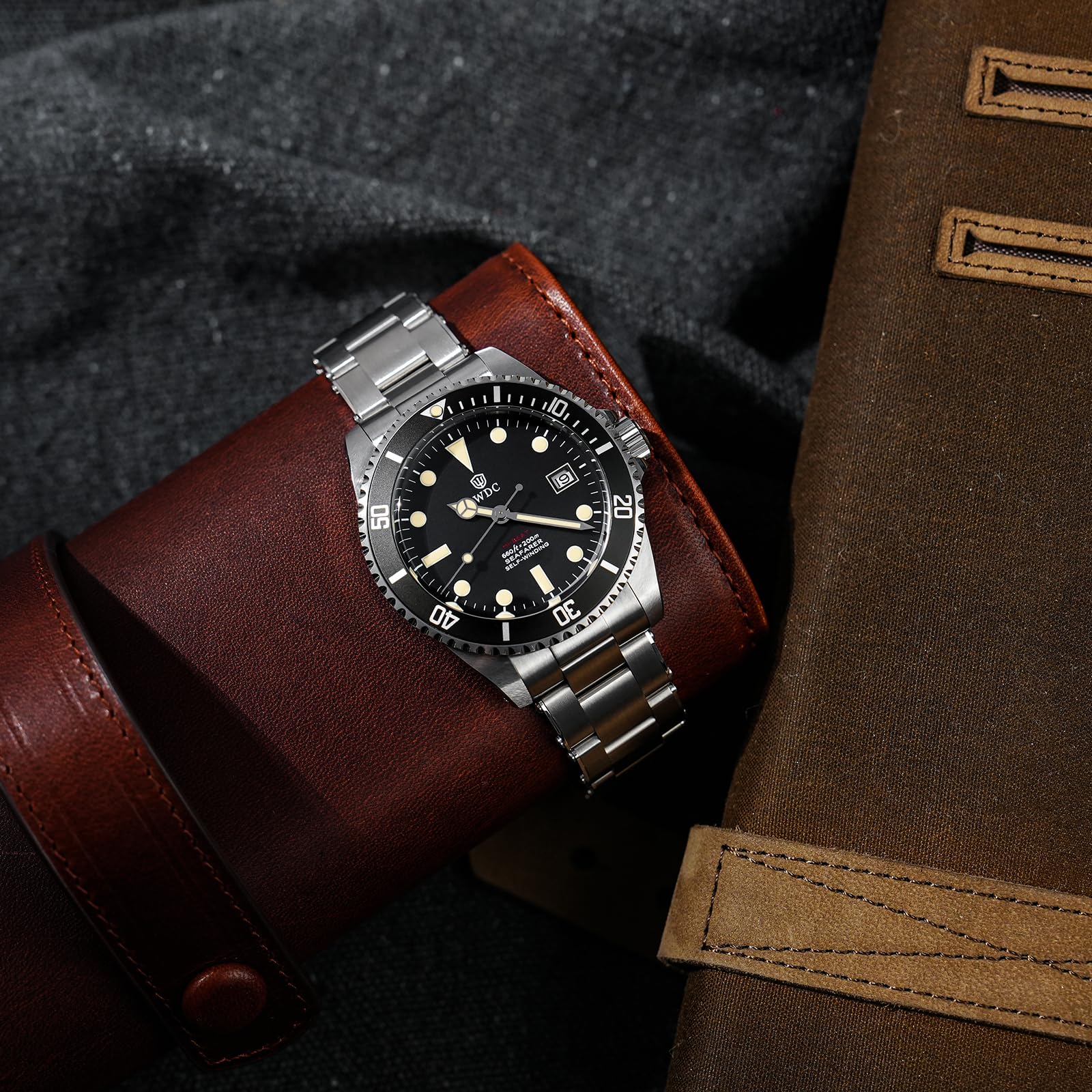 watchdives WD5513M Vintage Sub Taucheruhr für Herren, 9015 90S5 Automatisches Mechanisches Luxus-Taucheruhr, 40,7 mm Gewölbtes Saphirglas Armbanduhr, 20 Bar wasserdichte Taucheruhr