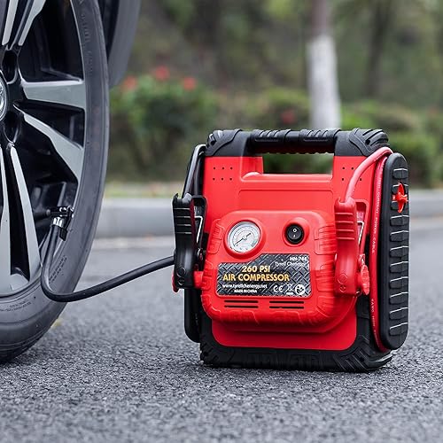 Miniatura 4 de Tyrell Chenergy - Arrancador de coche de 1200 amperios (hasta 6 L de gas o motor diésel), arrancador con compresor de aire viene con inflador de