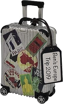 Personalized Gray Suitcase Ornament 2026 | 24h Customized World Traveler Christmas Ornaments for Tree | Custom Travel Keepsake Gift for Globetrotters, Holidaymakers
