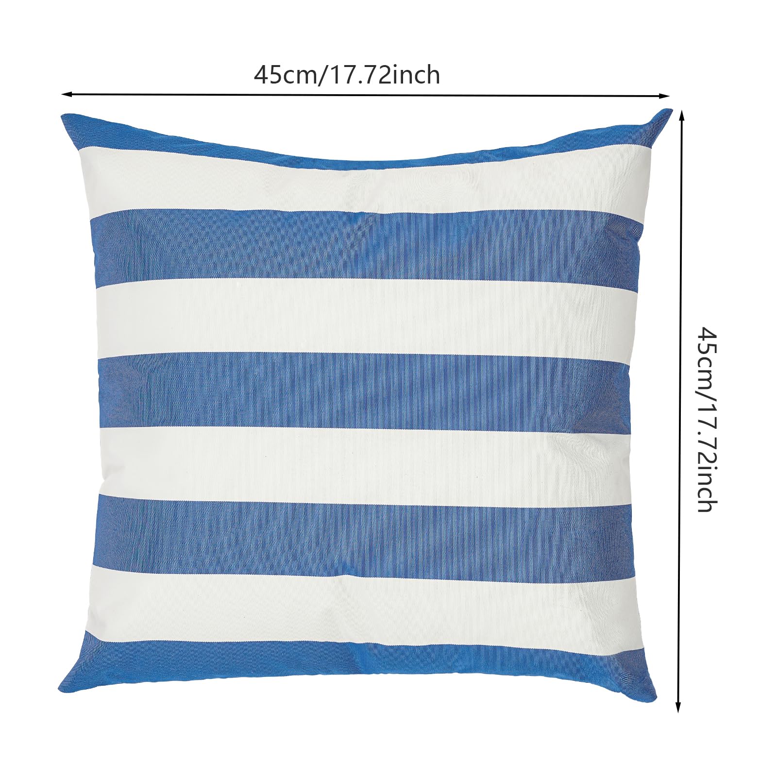 Outdoor Kissen wasserdichte Kissenfüllung Sofakissen 45x45cm, Streifenmuster, Unsichtbarer Reißverschluss für Garten, Balkon, Sofa und Strand (Blau, Weiß)