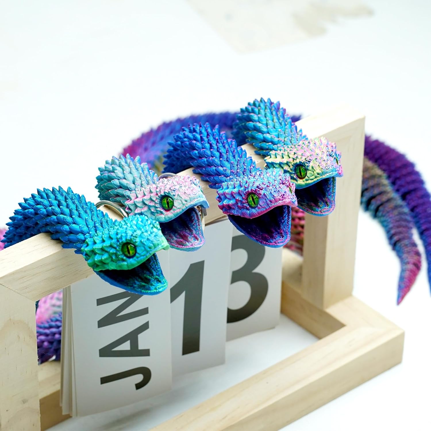 23.6inch 3D Printed Snake Models,Movable Teeth,Flexible Joint Animal lacertid Figurines, Stress Relief, Fidget restlessness, ADHD Toys, Surprise Fantasy Gifts (ColorA)