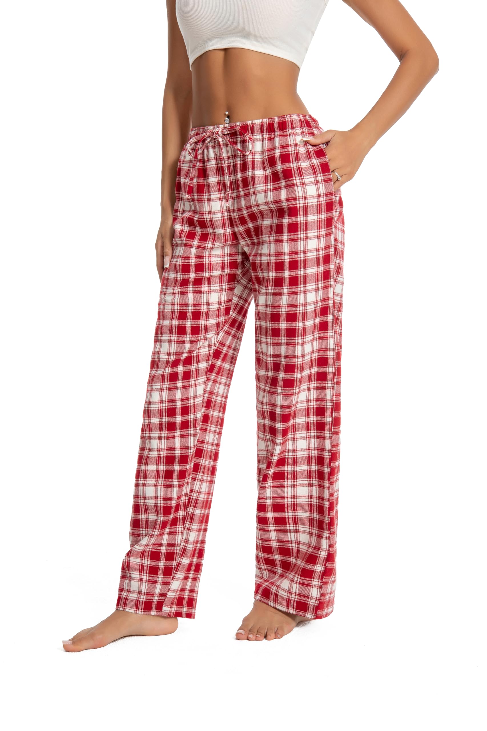 Damskie 100% bawełna super miękka pijama/spodnie wypoczynkowe z kieszeniami