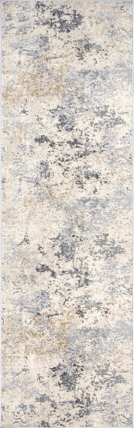 nuLOOM Chastin Modern Abstract Area Rug - 2'8" x 12' Runner Rug Modern/Contemporary Beige/Grey Rugs for Living Room Bedroom Dining Room Entryway Hallway Kitchen