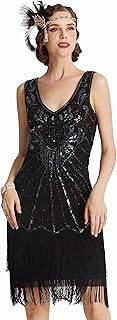 Women's Flapper Dresses 1920s V Neck Beaded Fringed Dress Great Gatsby - Buy now