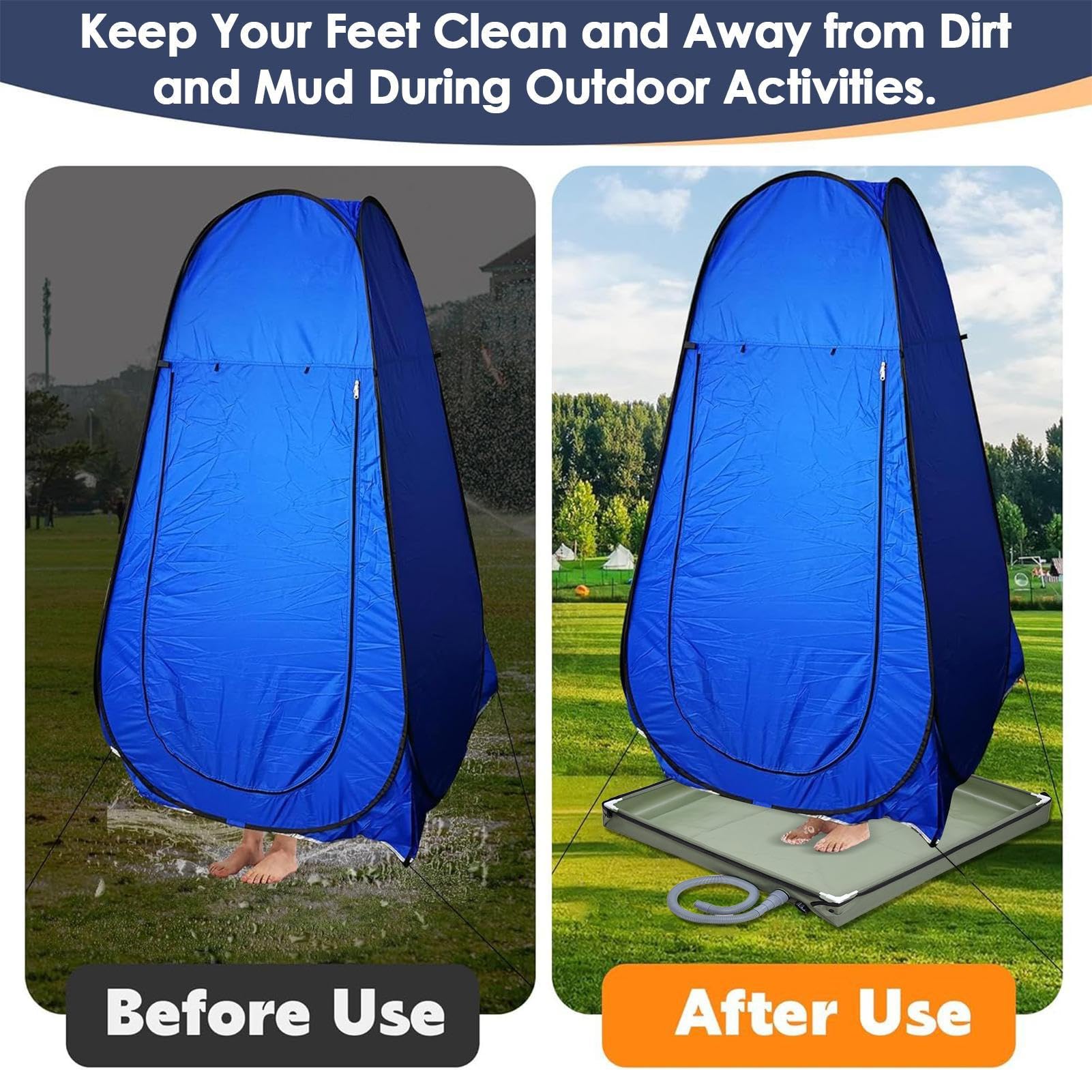 Base Doccia Pieghevole per Camping all'Aperto | Impermeabile con Foro di Drenaggio per Bagno per Animali e Box Doccia Portatile per Viaggio RV