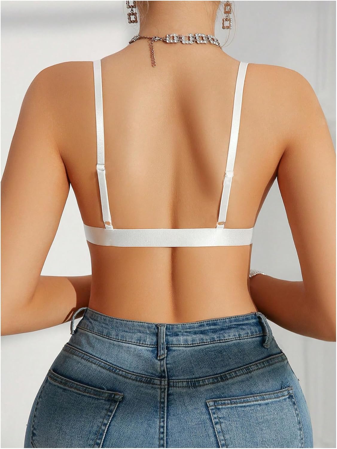 SOLY HUX Women's Lace Bralette Front Closure Bras Wireless Cutout Deep V Triangle Sexy Lace Bra - Image 2