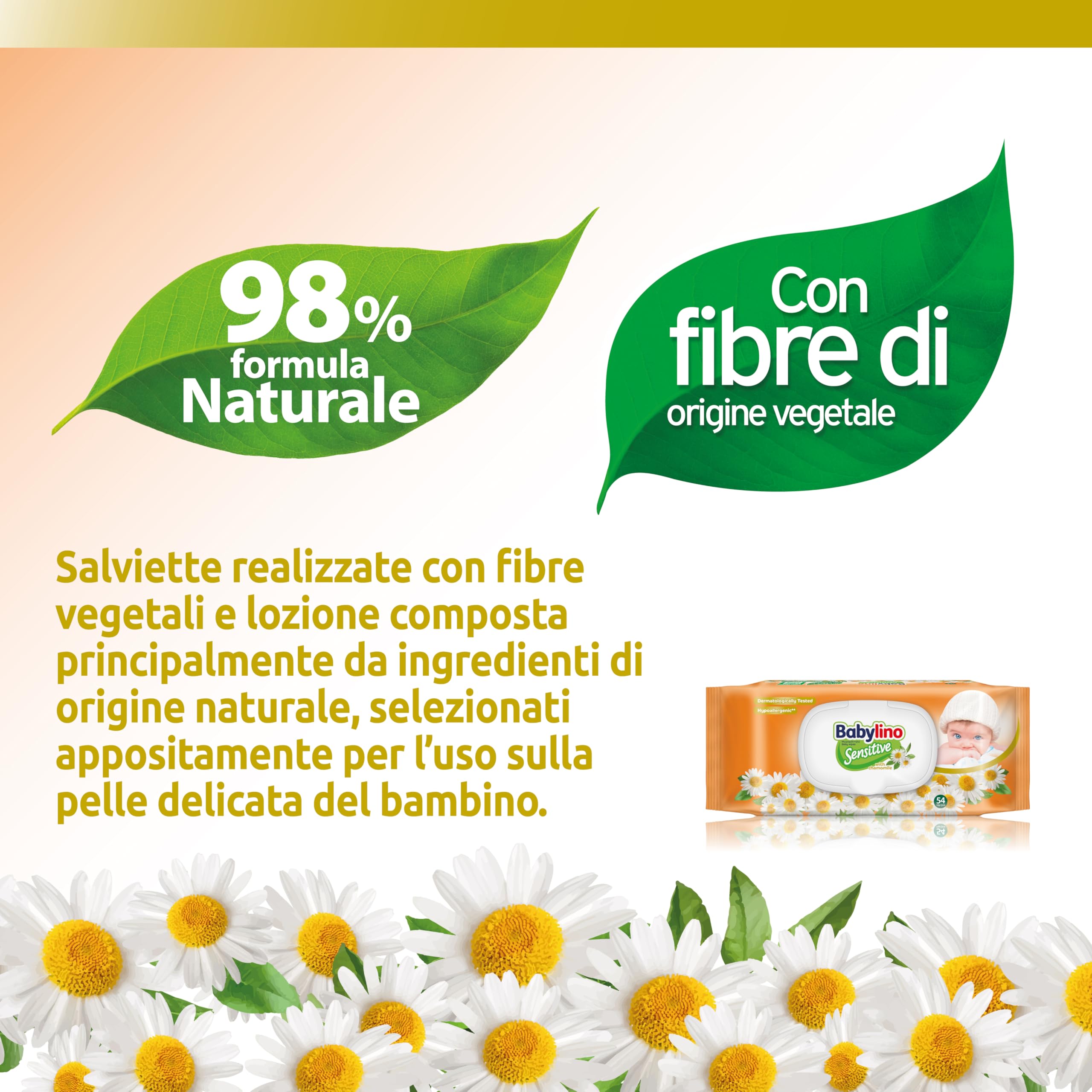864 Salviette Neonato Babylino Sensitive con delicata profumazione alla Camomilla, formula 98% Naturale che ripristina il PH della pelle, 16 Confezioni con chiusura salva-freschezza - 3