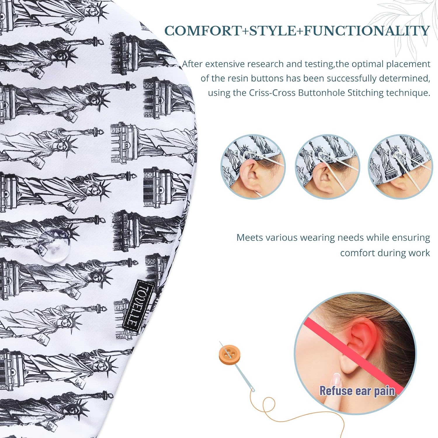Scrub Caps for Men with Buttons,Classic Surgical Caps