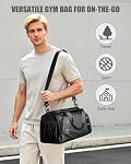Small Gym Bag for Men, Travel Duffle Bag with Shoe Compartment, 16L Carry On Weekender Duffel Bag for Sports, Workout and Travel, Black