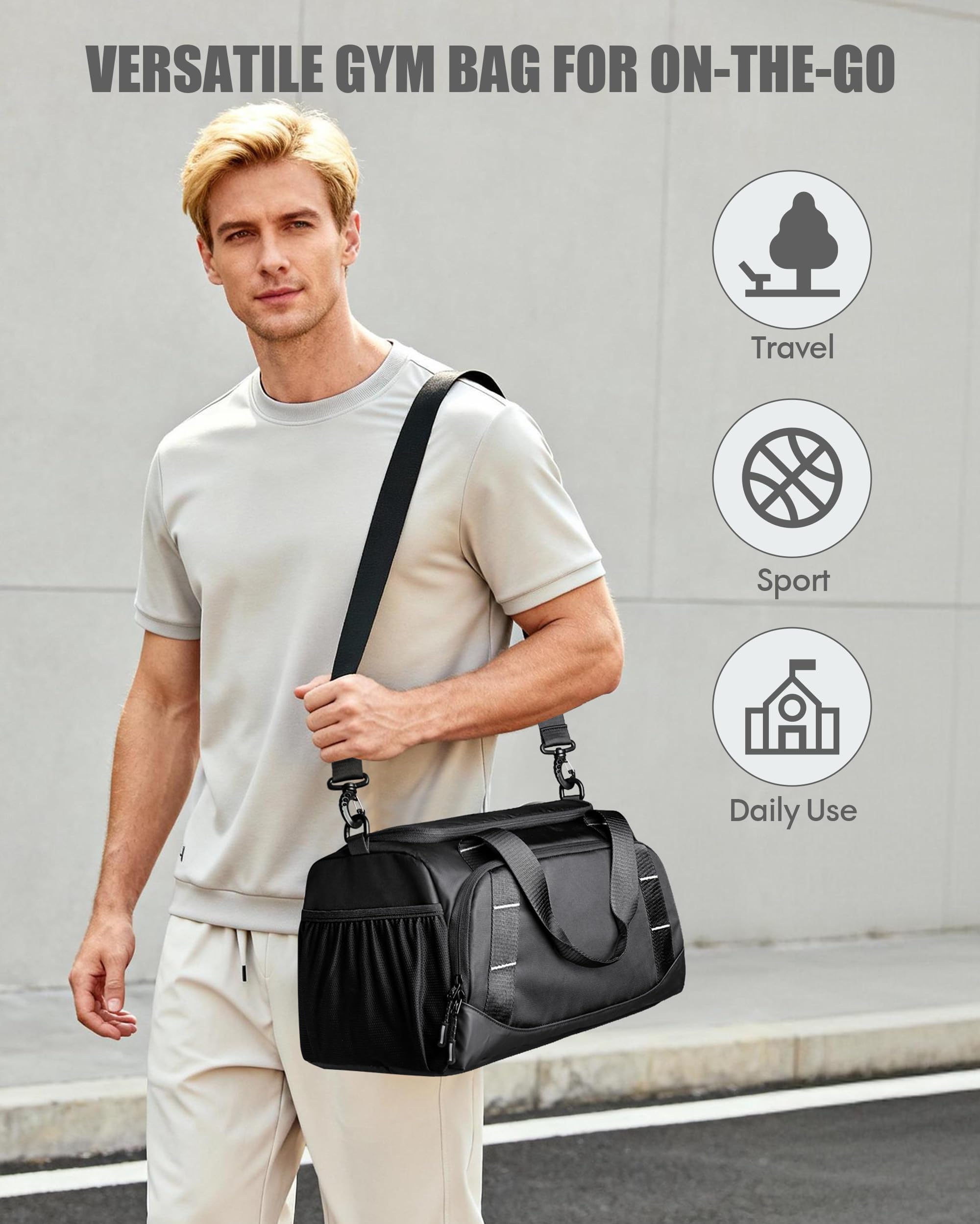 Borsa da Palestra Piccola per Uomo, Borsa da Viaggio con Scomparto per Scarpe, Borsa da Weekend da 16 Litri per Sport, Allenamento e Viaggi