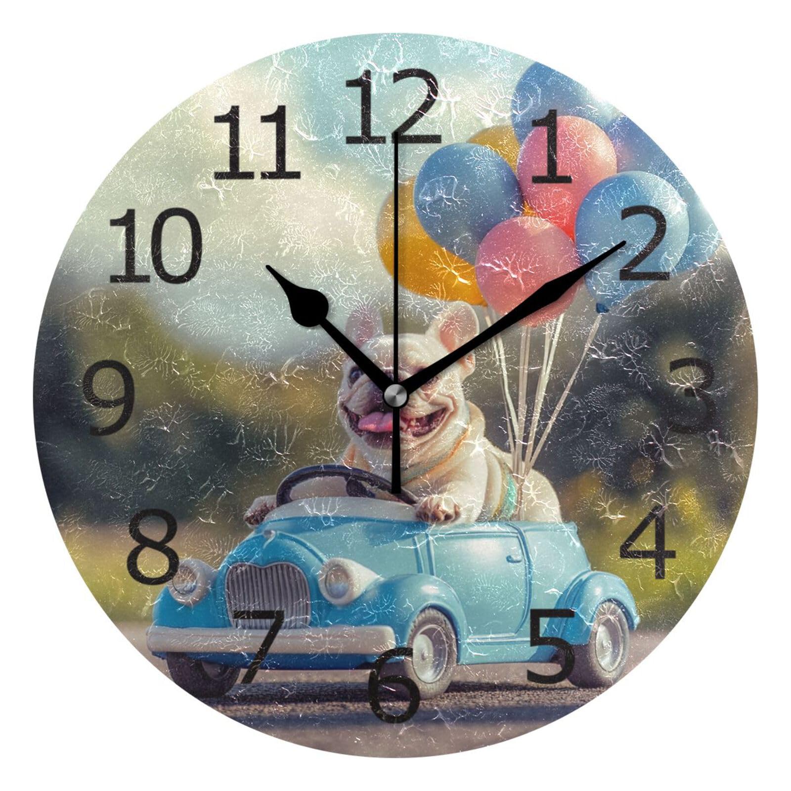 Horloge murale Bouledogue Français silencieuse pour en finir avec le tic-tac nocturne