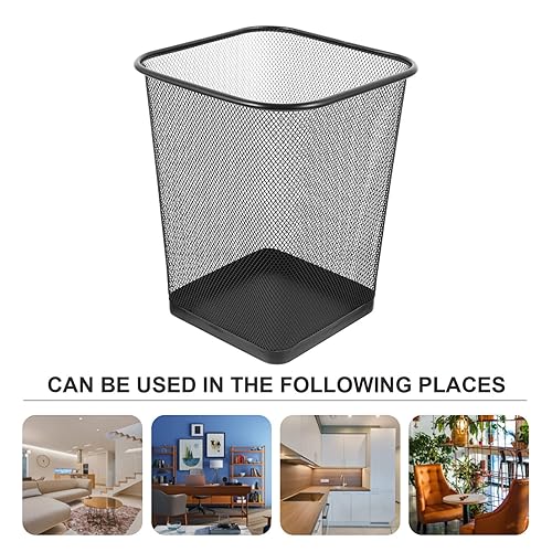 Miniatura 8 de Ciieeo Cubo de basura cuadrado de malla ligera, cubo de basura de metal, contenedor de artículos diversos, cubo de reciclaje de papel higiénico para