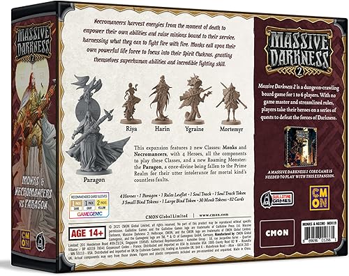 Miniatura 3 de Massive Darkness 2 Monjes y Nigromantes vs The Paragon Heroes and Monsters Expansion | Juego de estrategia cooperativa para adultos y adolescentes |