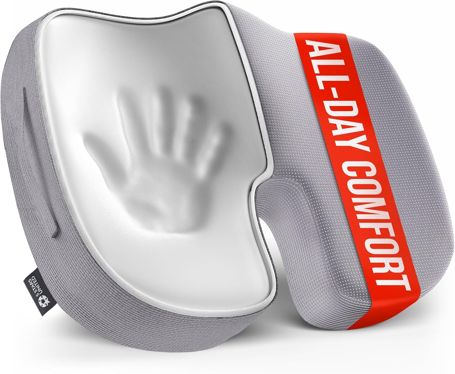 Seat Cushion for Office Chairs - Fits 18"x14" Seats, Tailbone, Coccyx Pain Relief - Butt, Pressure & Sciatica Relief - Gaming, Wheelchair, Car & Desk Pillow, Light Gray Light Gray Standard