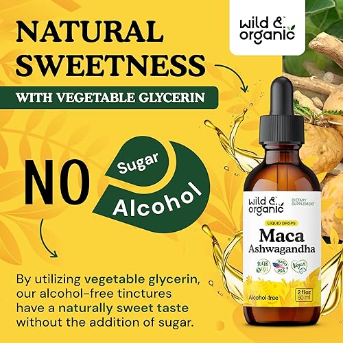 Miniatura 6 de Suplemento de gotas de maca Ashwagandha  Extracto líquido de raíz de maca de Ashwagandha orgánica para hombres y mujeres  Apoyo al estado de ánimo