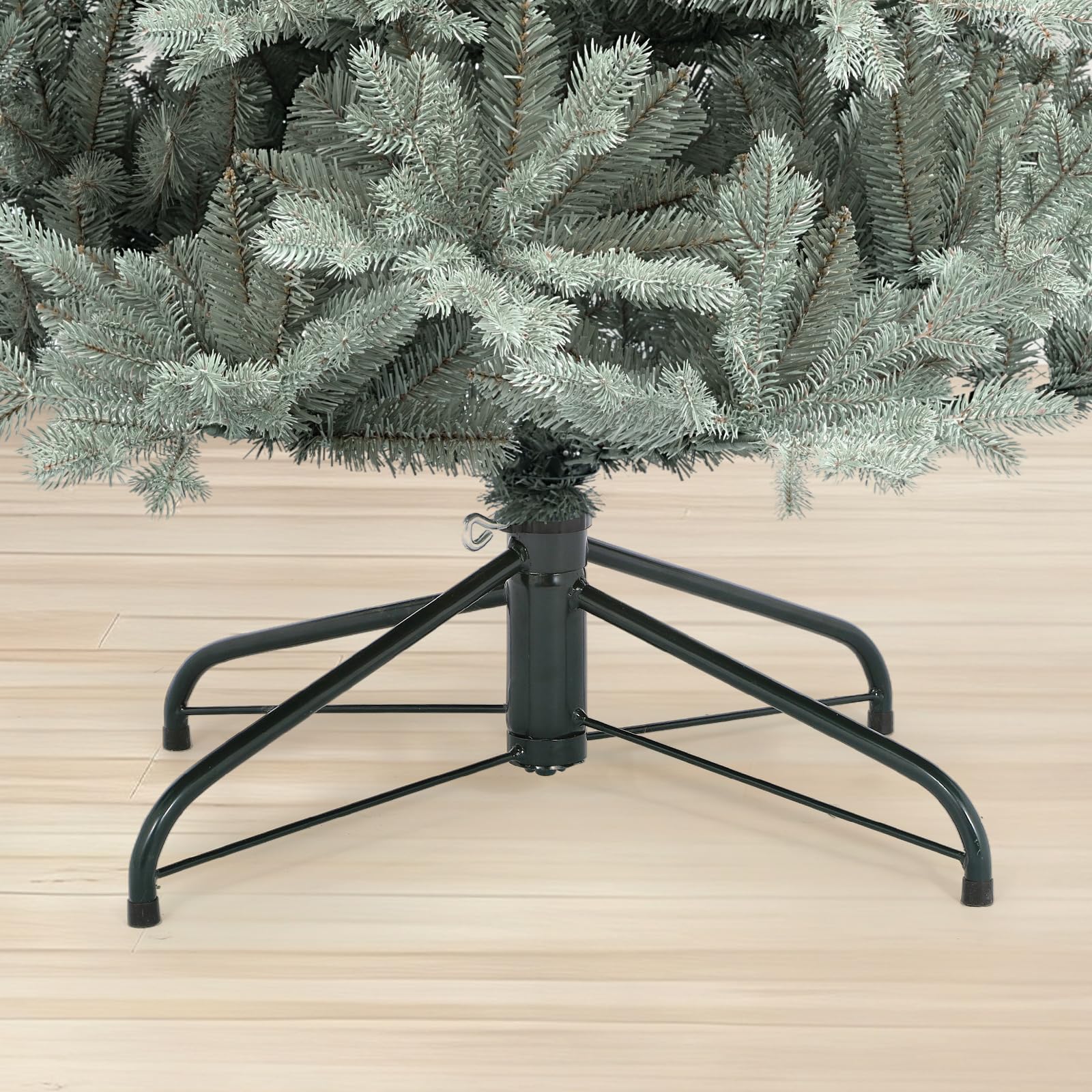 SALCAR 210 cm Künstlicher Weihnachtsbaum aus 80% PE, Natürliche Blaugrau Tanne, Christbaum mit Schnellaufbau-Klappsystem und Metallständer