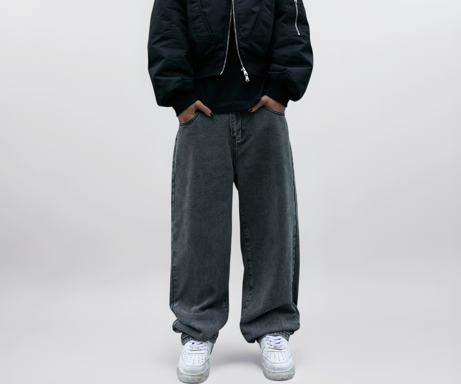 dockstreet Men Baggy Jeans in Jet Black - Image 1