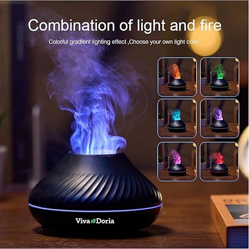 Miniatura 3 de Viva Doria Difusor de volcán, difusor de llama de fuego, difusor de aromaterapia de 4.4 fl oz, difusor de aroma para aceites esenciales