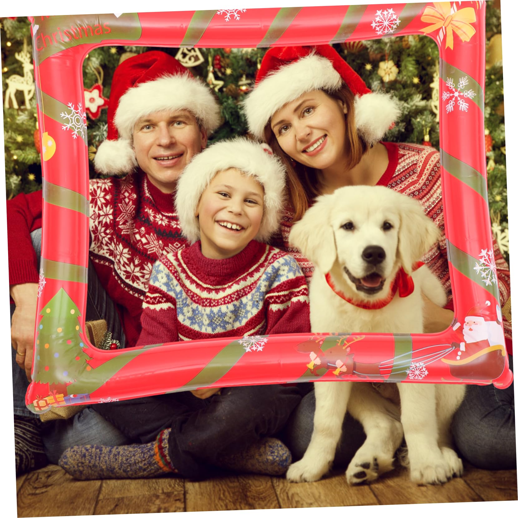KOMBIUDA 2 Pezzi Cornice Foto Natale Gonfiabile Puntelli Photo Booth Feste Ornamento Decorazione Aria Sicuro Usa