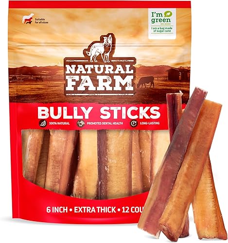 Miniatura 21 de Natural Farm Bully Sticks Jumbo sin olor (12 pulgadas, paquete de 5), masticables extra gruesos para perros, golosinas de carne 100% totalmente