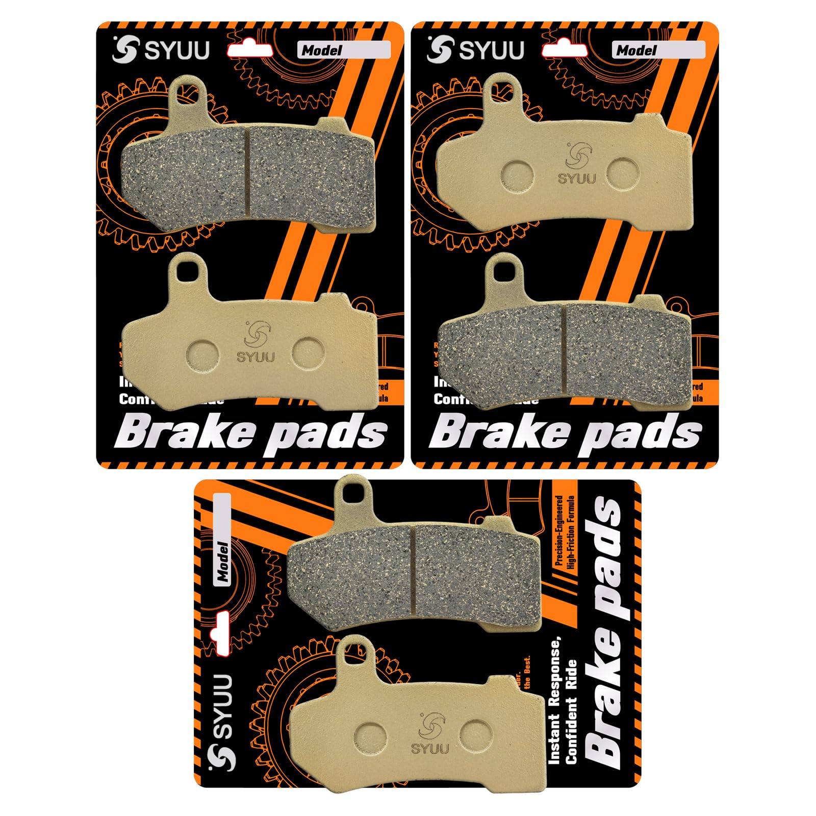 S SYUU Kupferfaser Motorrad Bremsbeläge Vorne Hinten kompatibel mit Harley Davidson Touring FLHX Street Glide FLHR Road King 2008-2017 FA409FR