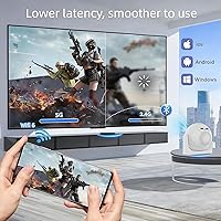 Vista 5 de Mini proyector inteligente con WiFi y Bluetooth, soporte 4K de enfoque automático giratorio de 180° y proyector portátil Keystone con aplicaciones