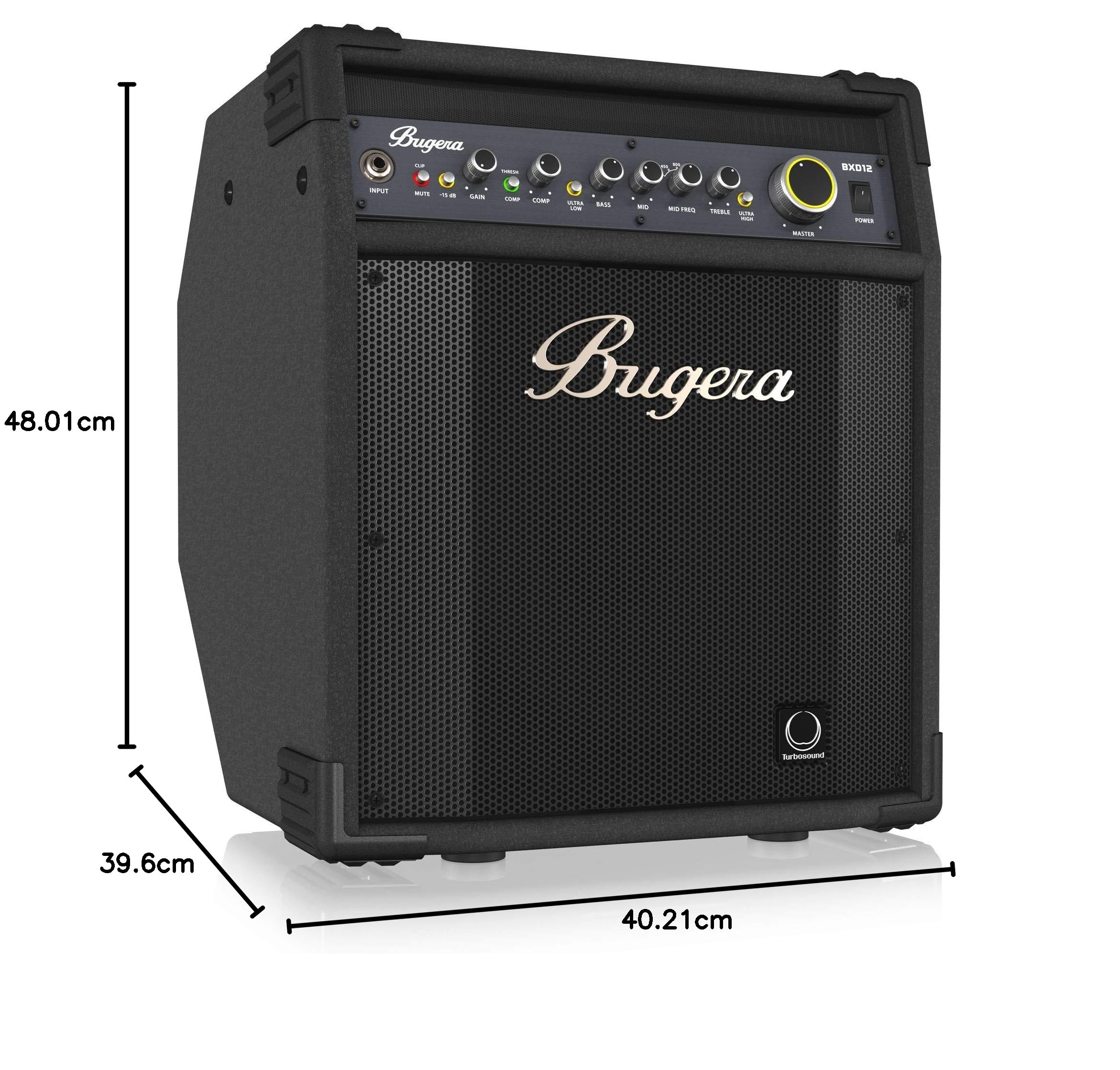 Bugera BXD12 Bassverstärker-Topteil, 1000 W, Class-D, mit 30,5 cm (12 Zoll) Original-Turbosound-Lautsprecher, MOSFET-Vorverstärker, Kompressor und DYNAMIZER-Technologie