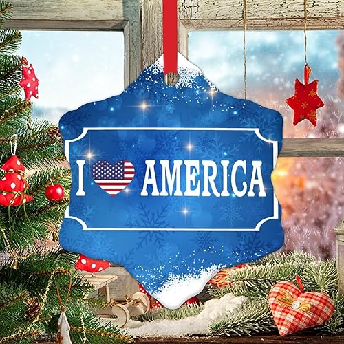 Miniatura 5 de WoGuangis Ornamento - Estados Unidos de América I Love Ornamento de Estados Unidos de América Adornos Decoración de árbol de Navidad Recuerdo