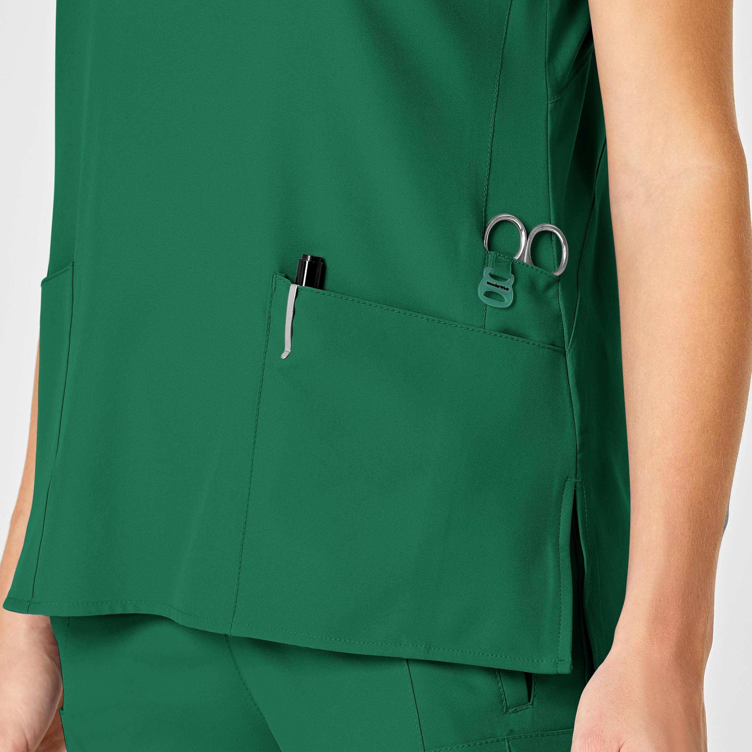 WonderWink Womens Flex Back V-Neck Top Medical Scrubs, Hunter Green, X-Small US