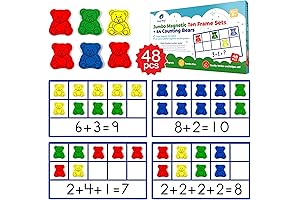 48 Pcs Jumbo Magnetic Ten Frames with Counting Bears: Engage Young Minds in Math