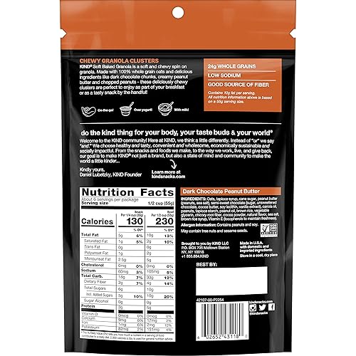 Miniatura 2 de Kind Galletas Blandas de Granola, Mantequilla de Maní con Chocolate Oscuro, Snacks Saludables, Sin Gluten, 100% Granos Integrales, 5g de Proteína,