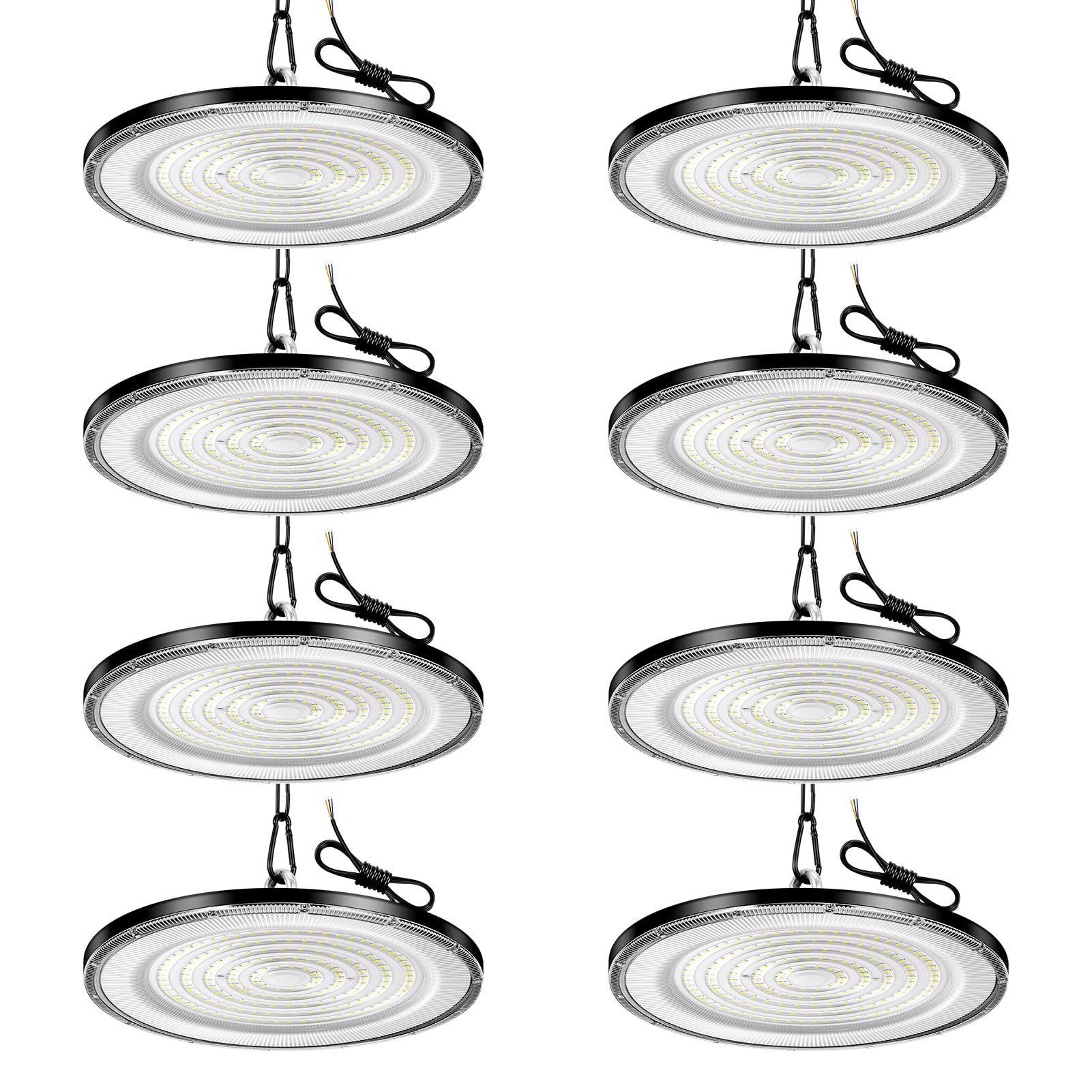 Viugreum 8 Packs 300W UFO LED High Bay Light, 30000LM Commercial Bay Lighting Coolwhite 6500K, IP65 Waterproof AC 85-265V LED Warehouse Lamp Shop Garage Light for Factory Workshop Gym — image 1