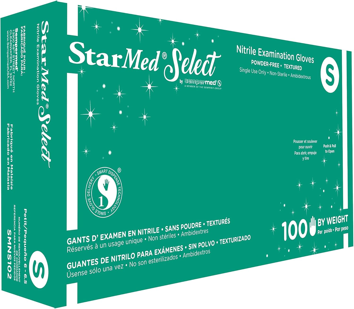 Sempermed StarMed Select Nitrile Examination Gloves, Medium, 100 gloves/box