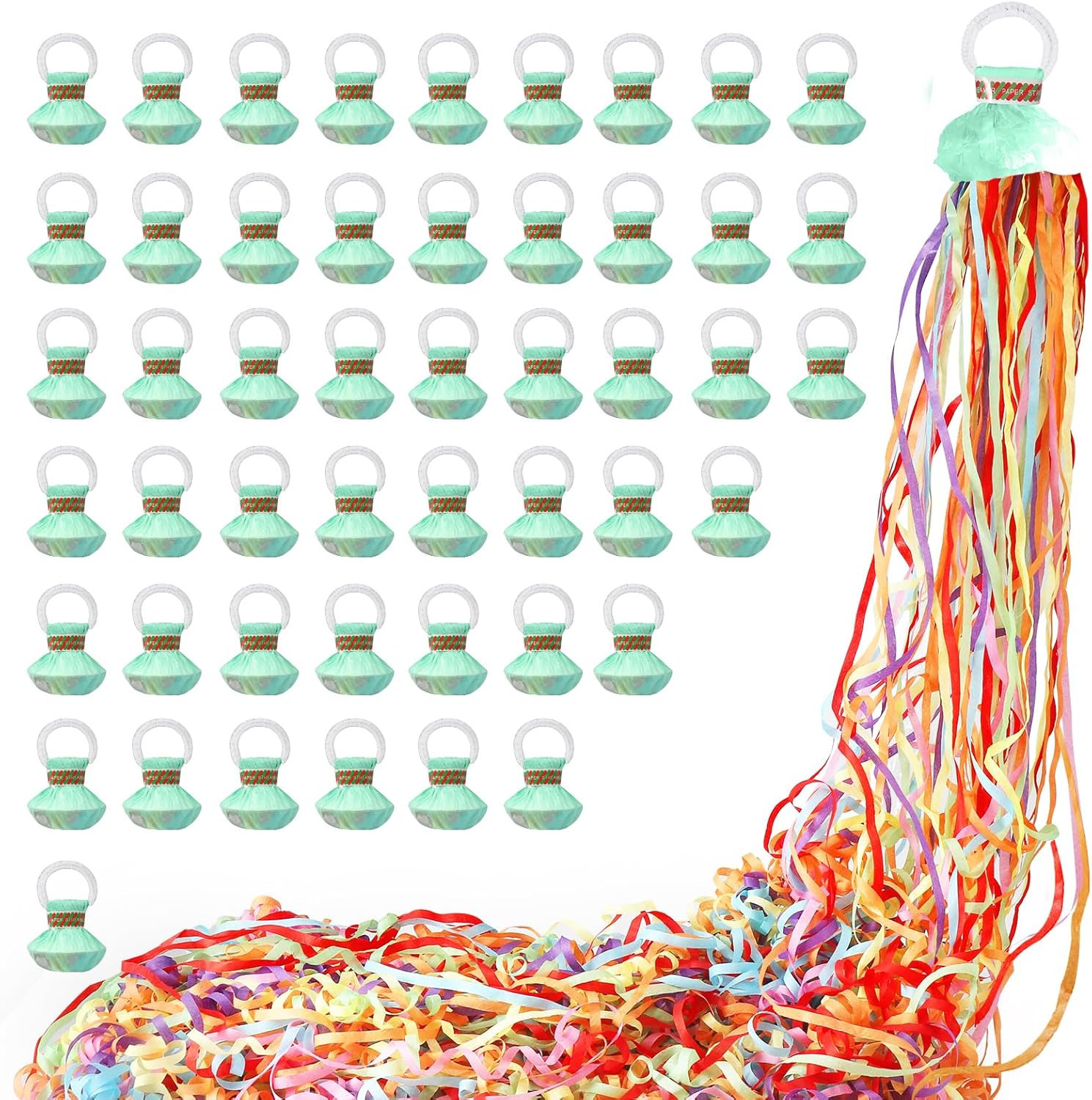 50pack No Mess Streamers,Romantic Colorful Confetti Poppers,Colorful Hand Throw Party poppers for Birthday,Wedding,Celebrations,School Opening,Graduation,Retirement Party