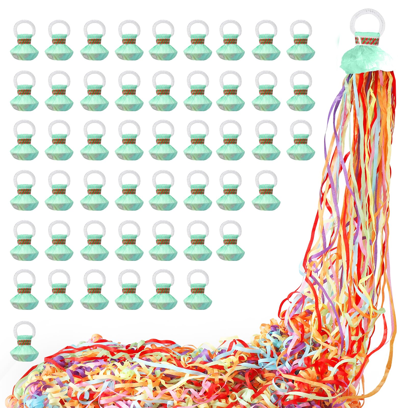 50pack No Mess Streamers,Romantic Colorful ...
