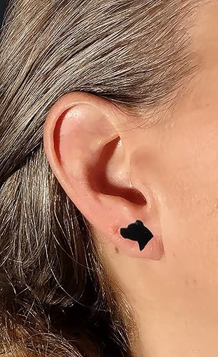 Miniatura 8 de Adorable Handcrafted Simple Black Dog Stud Earrings made from Plant-Based Polymer Resin UnisexMen'sWoman'sChild Stainless Steel Posts (Boxer, Rose
