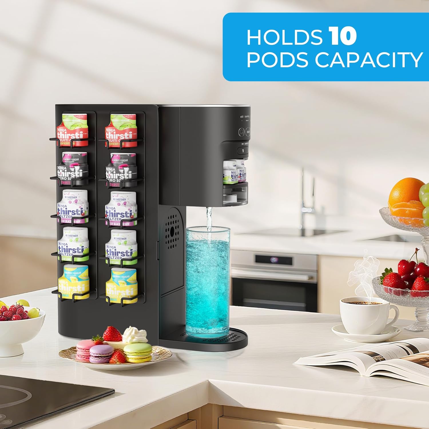 Flavor Pods Holder for Ninja Thirsti, 5-Tier Organizer Holds 10 Flavored Water Drops, Storage Rack for Ninja Thirsties Drink System Soda Machine Syrup Holder Accessories 2 Pack - Image 3