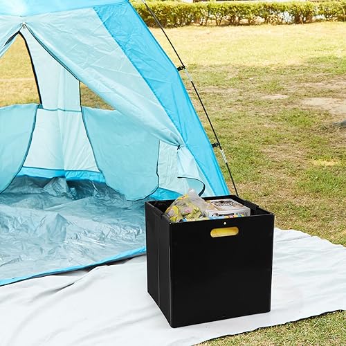 Miniatura 4 de Saedy Paquete de 4 cubos plegables de almacenamiento, cubos de almacenamiento plegables de plástico, color negro