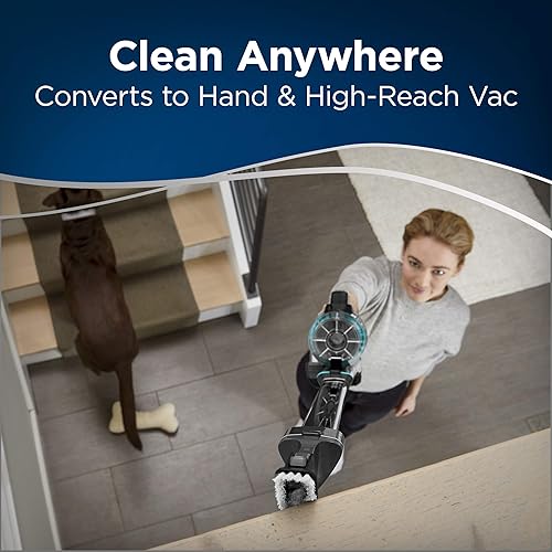 Miniatura 6 de BissellBissell IconPet inalámbrico con enredos, filtración de SmartSeal, vacío de mano de palo ligero, 22889, titanio  negro  azul