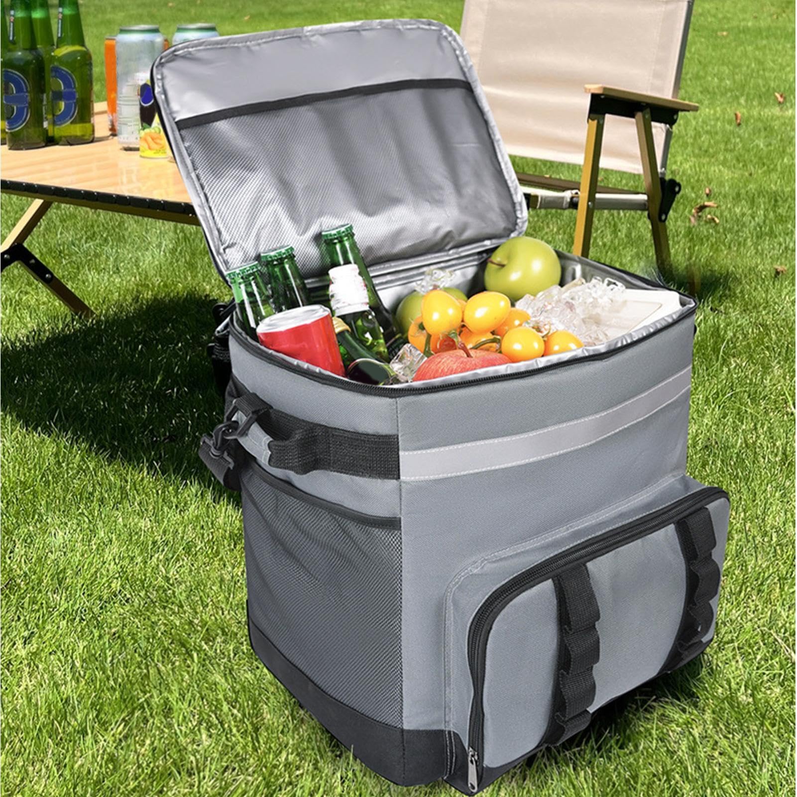Raffreddatore con ruote Grande Cassa del ghiaccio isol | 35L Ruote Camping Rolling Cooler per Spiaggia Viaggi Shopping Pesca Tailgating Road Trip Party Pool Patio Backyard