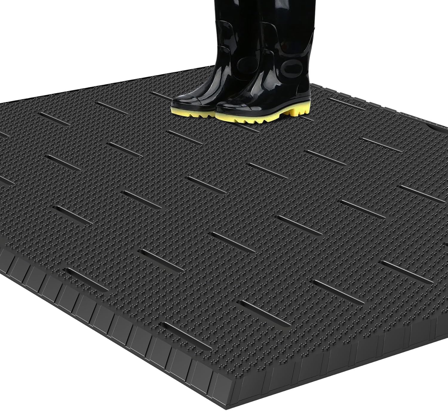 jxgzyy Heavy Duty Rubber Mat for Outside, 47"x35" Anti Slip Commercial Kitchen Mat with Drainage Holes, Dirt Trapping Rubber Mats for Entryway Garage Bar Wet Area, Outdoor
