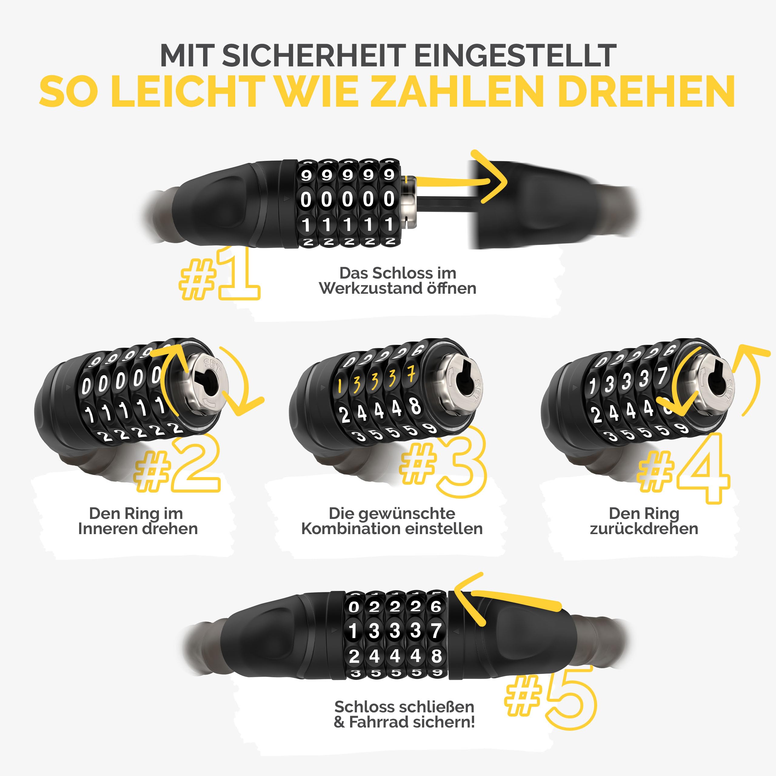 DANSI Panzerschloss Fahrrad I sicherer Diebstahlschutz mit 2 Schlüsseln I Fahrrad schloss, bike lock, Fahrradschloss, Fahrradschlösser, E-Bike