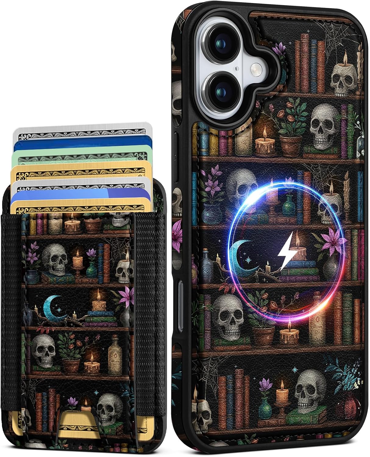 Shorogyt for iPhone 16ProMax Case Wallet - Fits 5 Cards, Compatible with Magsafe Detachable Magnetic Credit Card Holder Leather Cardholder Cute Phone Cover Women Girls for Apple 16ProMax, Color Grid