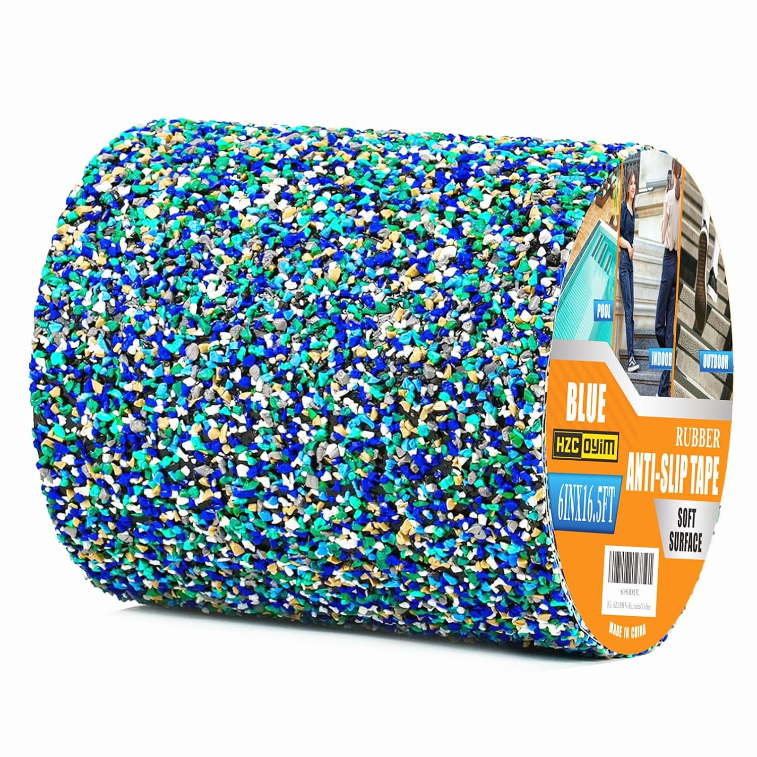 Pool Rubber Grip Tape 4" x 16.5ft -Blue Anti Slip Tape, Step Grips for Pool Sides, Showers, Bathroom,Stairs Outdoor, and Wet Areas (4inches X 16.5feet)