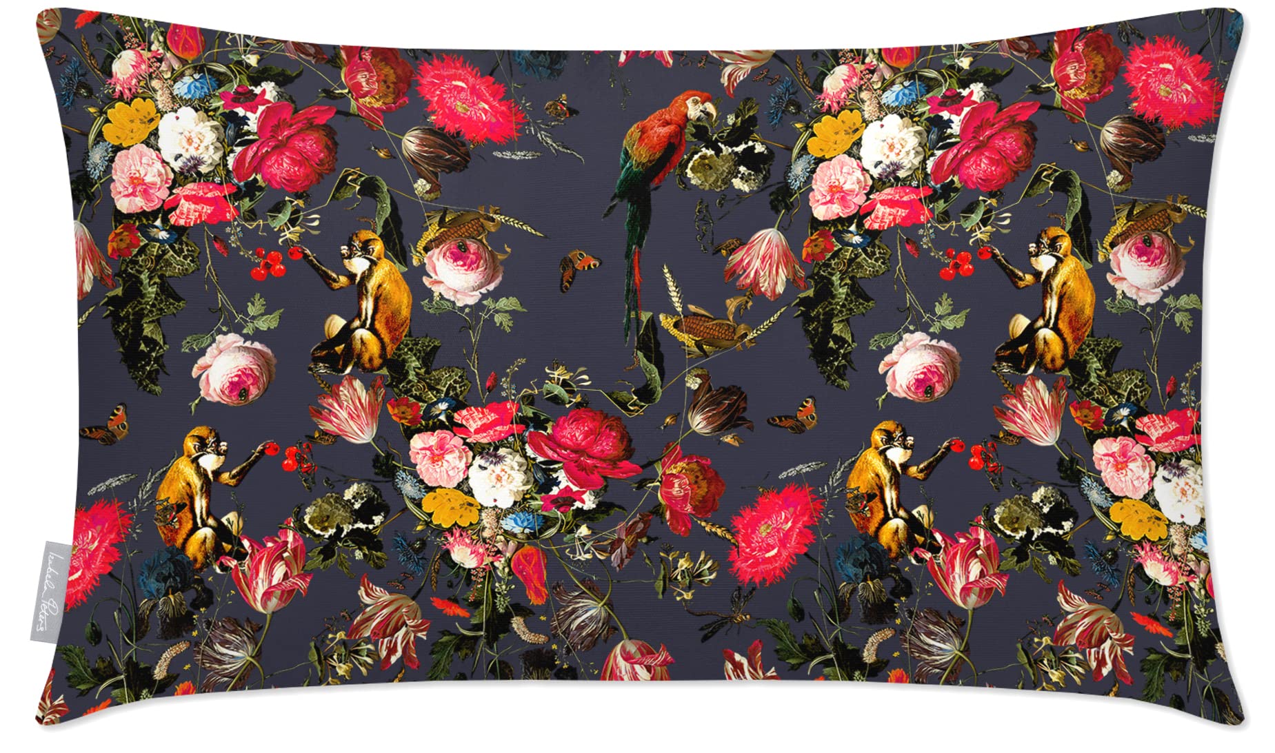 Izabela Peters Outdoor Cushions Waterproof, 55 x 35 cm, Filled Outdoor Cushion, Monkey Puzzle - Graphite, Garden Furniture Cushions, Outdoor Seat Cushions, Garden Chair Cushions
