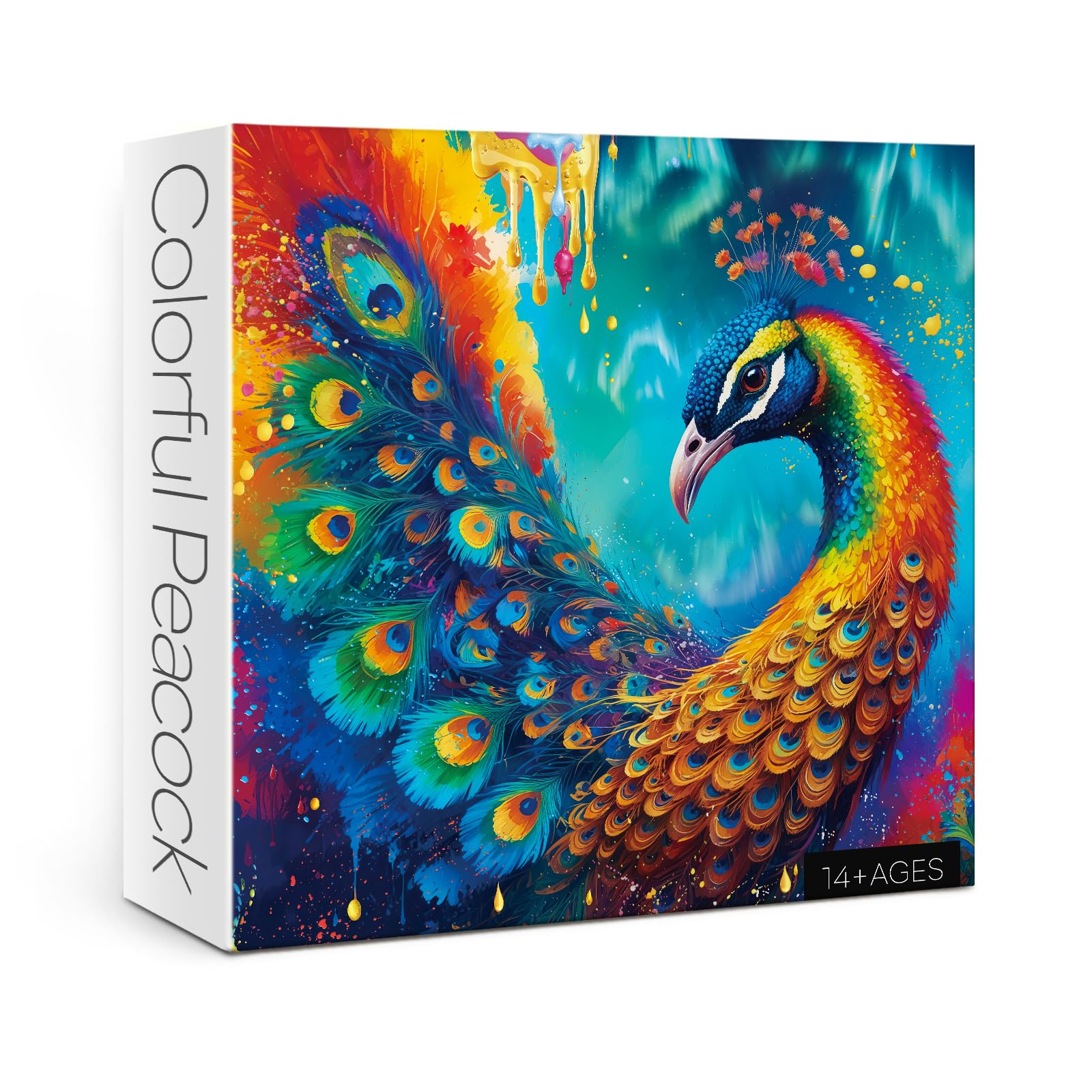 Peacock Puzzle 1000 Piece for Adults, Colorful Peafowl Jigsaw Puzzles Beautiful Bird Art, Funny Rainbow Animal Puzzle As Home Decor